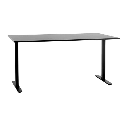 Escritorio de oficina rectangular con estructura metálica, color negro